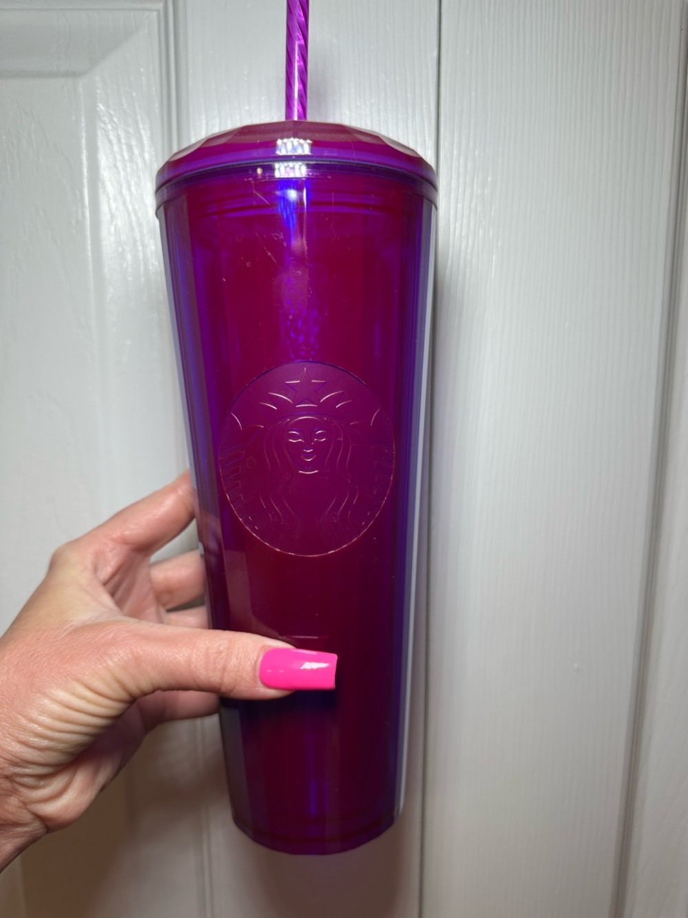 Starbucks Iridescent Magenta Purple Tumbler with Straw